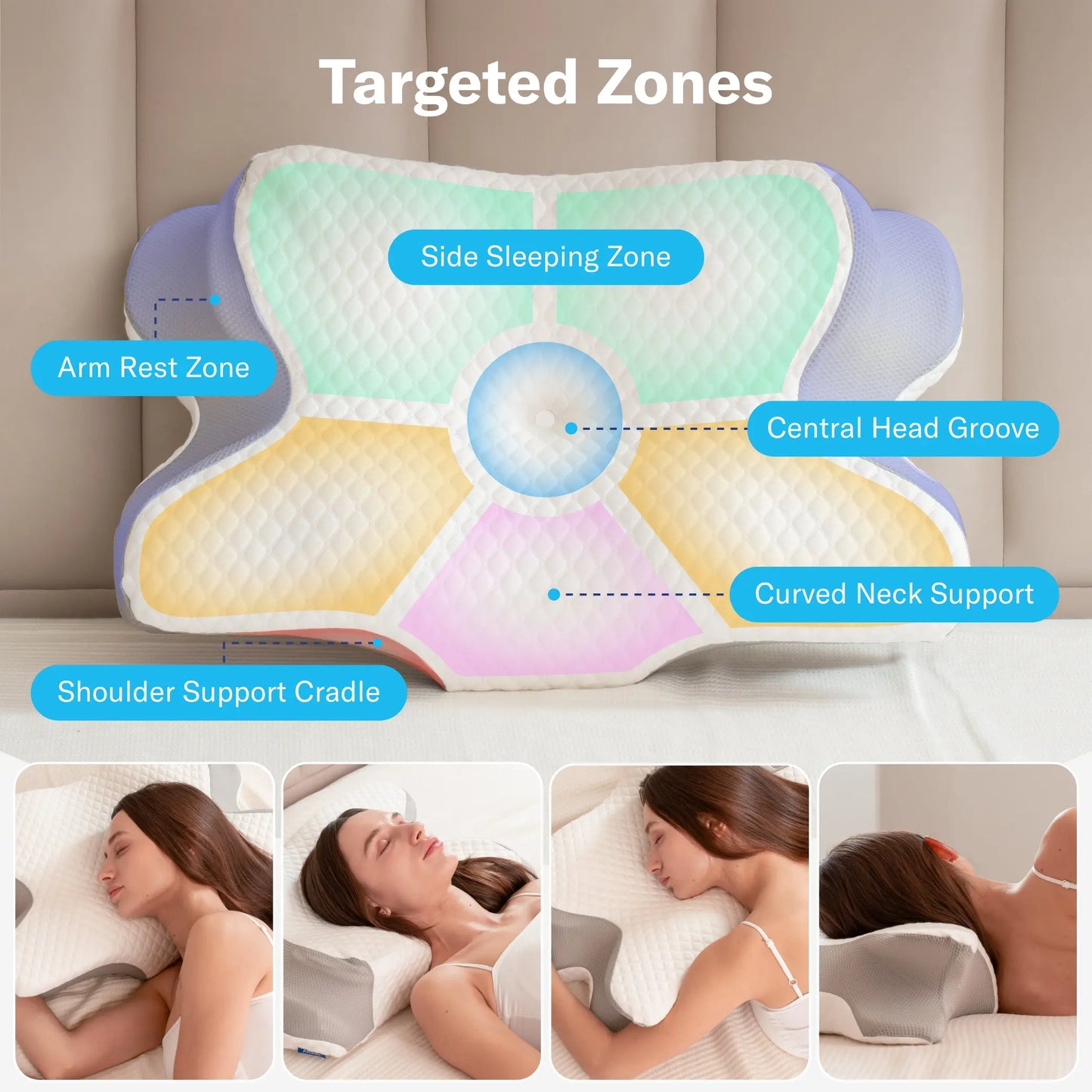 Alcedo Cervical Support Pillow – Ergonomic Neck Pillow for All Sleeping Positions