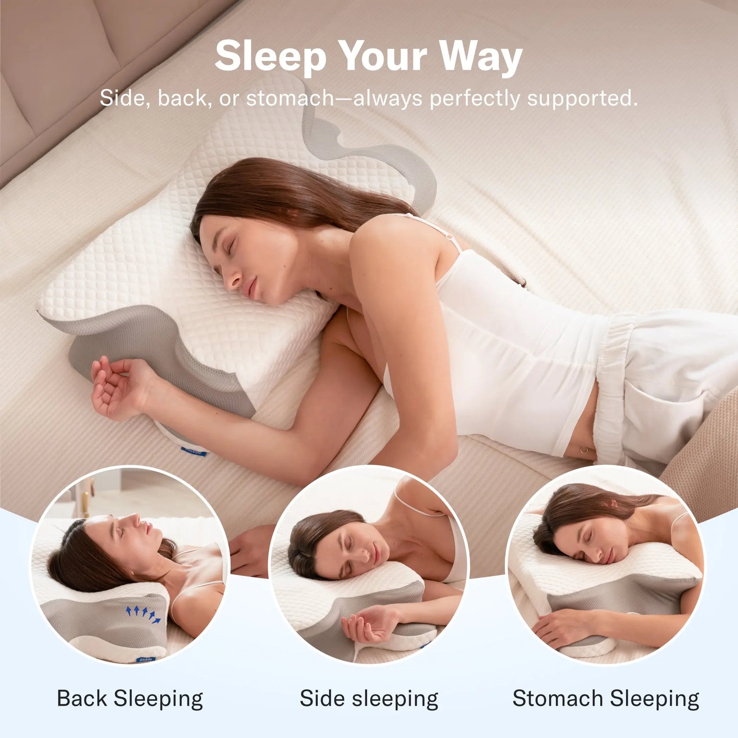 Alcedo Cervical Support Pillow – Ergonomic Neck Pillow for All Sleeping Positions