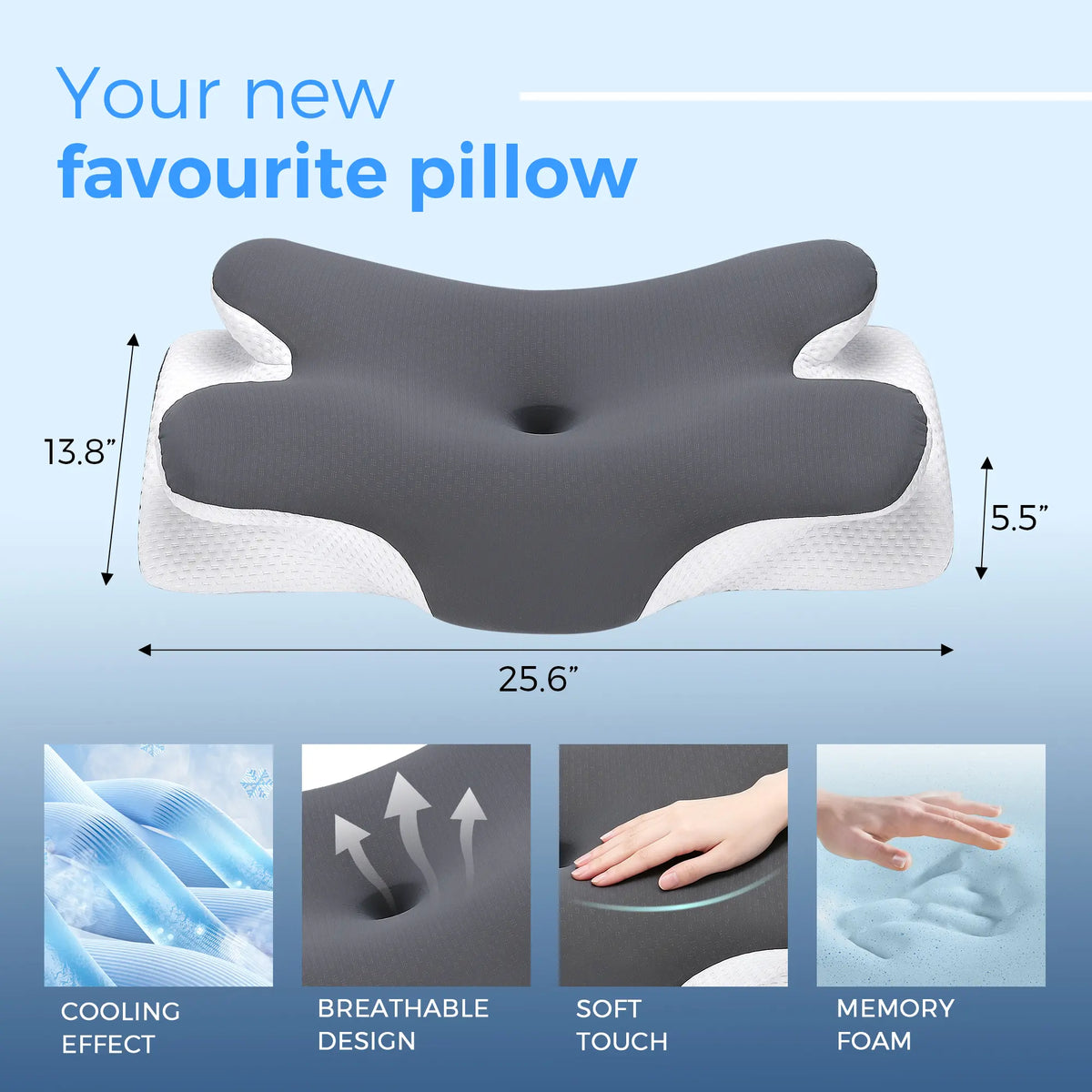Adjustable Cooling Memory Foam Pillow – Ergonomic Neck Support Pillow for Personalized Comfort