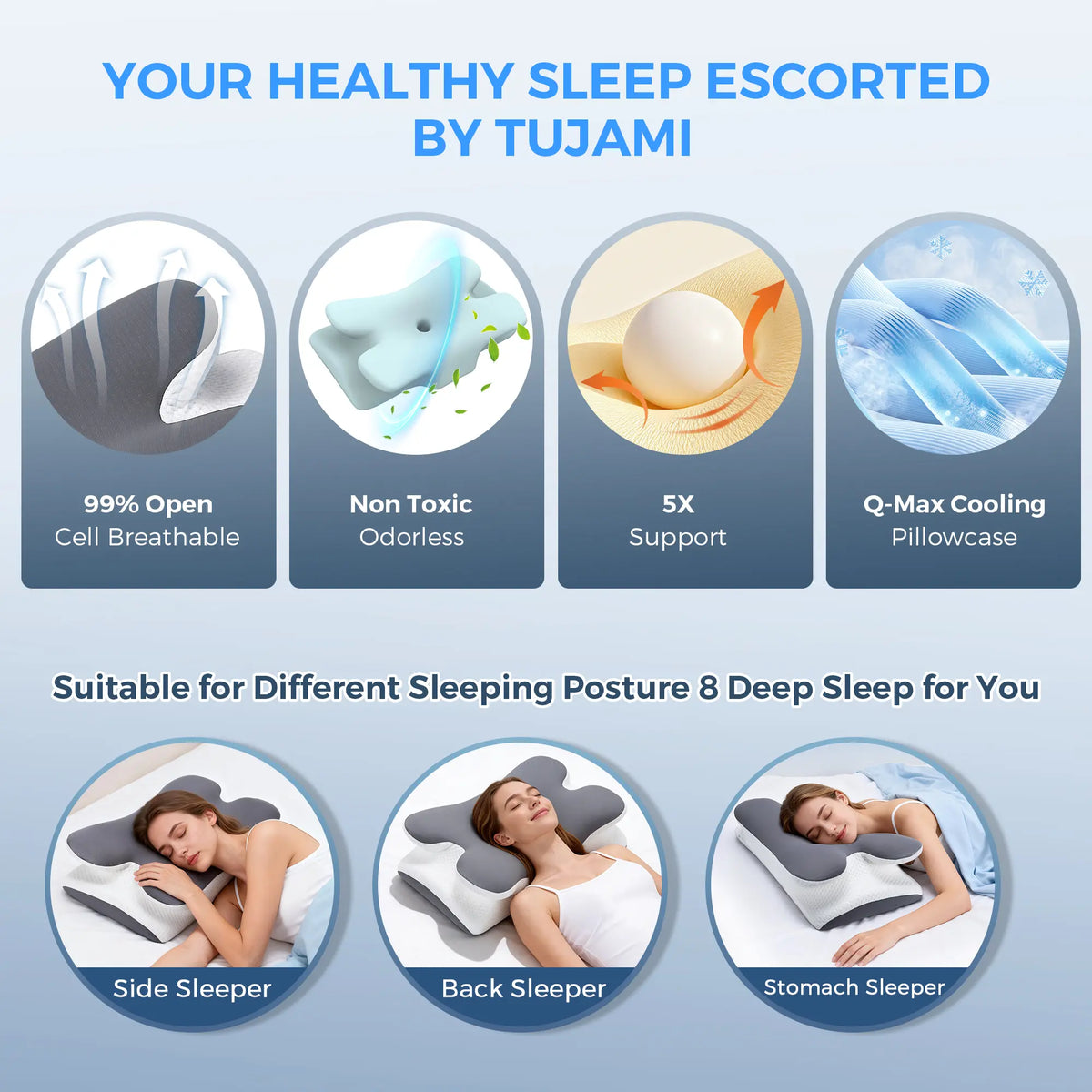 Adjustable Cooling Memory Foam Pillow – Ergonomic Neck Support Pillow for Personalized Comfort