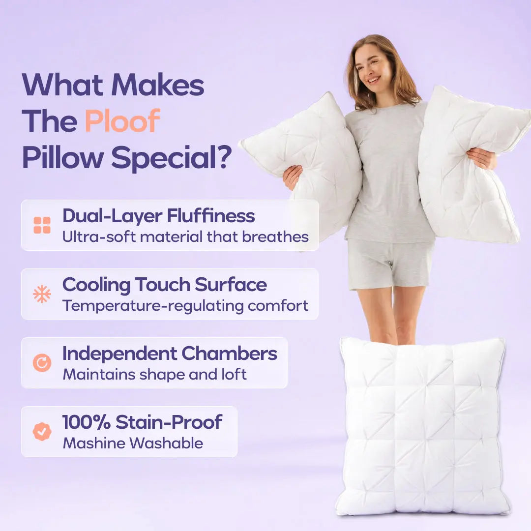 Ploof Supportive Neck Pillow – Breathable, Resilient Design for Side, Back & Stomach Sleepers